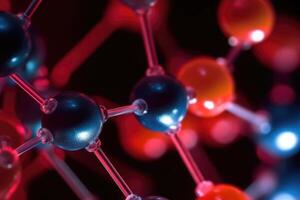 molekular Struktur mit Verbindungen zwischen Atome. generativ ai foto