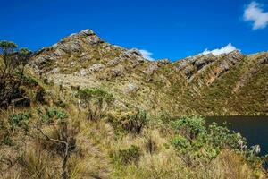 schön Landschaft von kolumbianisch andean Berge zeigen paramo Art Vegetation im das Abteilung von cundinamarca foto