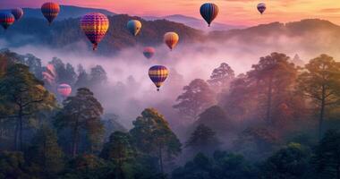 bunt heiß Luft Luftballons. Illustration ai generativ foto