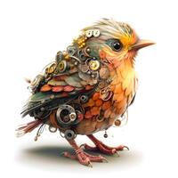 Fantasie Vogel isoliert auf Weiß Hintergrund. 3d machen Illustration., ai generativ Bild foto