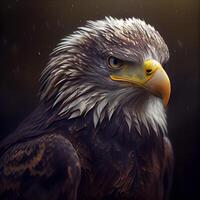 kahl Adler im das Regen. Nahansicht Porträt von ein majestätisch Adler., ai generativ Bild foto