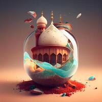 taj Mahal im ein Kristall Ball. 3d Illustration., ai generativ Bild foto