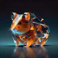fraktal 3d Illustration von ein Hamster auf schwarz Hintergrund, ai generativ Bild foto