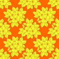 nahtlos Kontur Muster von groß Gelb Blumen auf ein Orange Hintergrund, Textur, Design foto