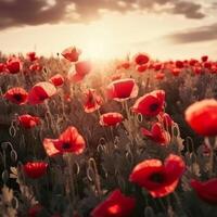 Mohn Blume Hintergrund zum anzac Tag. Illustration ai generativ foto