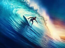Surfer im Ozean. Illustration ai generativ foto