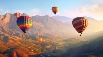 bunt heiß Luft Luftballons. Illustration ai generativ foto