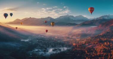 bunt heiß Luft Luftballons. Illustration ai generativ foto