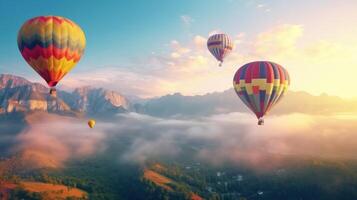 bunt heiß Luft Luftballons. Illustration ai generativ foto