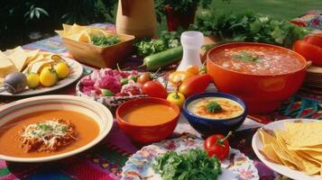 Mexikaner Essen Hintergrund. Illustration ai generativ foto