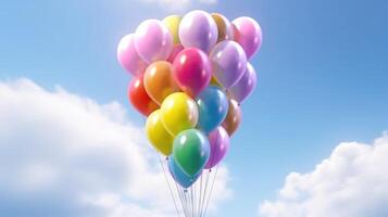 bunt Regenbogen Luft Luftballons. Illustration ai generativ foto