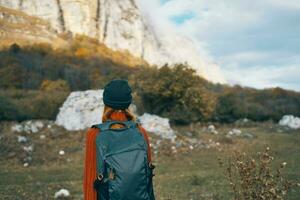 Frau Wanderer Natur Reise Ferien Landschaft Spaß foto