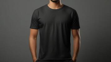 Nahansicht T-Shirt auf Männer. Illustration ai generativ foto