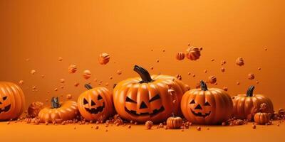 Orange gespenstisch Halloween Hintergrund. Illustration ai generativ foto