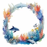 Welt Ozeane Tag Aquarell Hintergrund. Illustration ai generativ foto