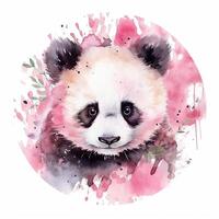 Aquarell Panda Aufkleber. Illustration ai generativ foto