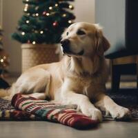 gemütlich Hund mit Socken. Illustration ai generativ foto