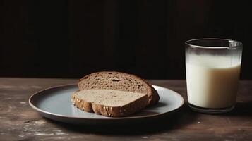 Brot mit Milch. Illustration ai generativ foto