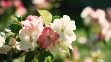 Apfel Blumen im Frühling. Illustration ai generativ foto