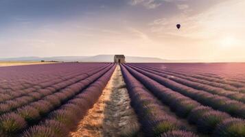 Lavendel Feld Hintergrund. Illustration ai generativ foto