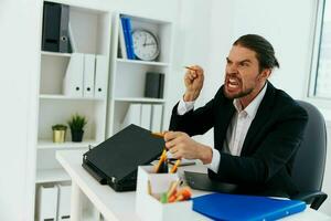 Büro Arbeiter Büro Arbeit Blau dokumentieren Mappe Boss foto