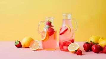 Erdbeere Limonade. Illustration ai generativ foto