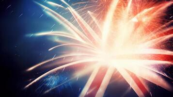Urlaub Feuerwerk Hintergrund im Vereinigtes Königreich Flagge Farben. Illustration ai generativ foto
