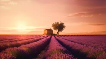 Lavendel Feld Hintergrund. Illustration ai generativ foto