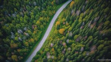 Drohne Aussicht Straße. Illustration ai generativ foto