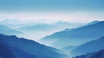 Hügel und Berge Blau Hintergrund. Illustration ai generativ foto