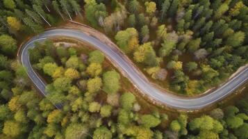 Drohne Aussicht Straße. Illustration ai generativ foto