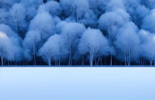 Winter Landschaft.Winter Wald getönt im klassisch Blau Farbgenerativ ai foto