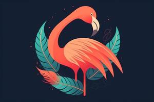 Rosa Flamingo Vogel Logo Symbol Design Vektor Illustration. ai generiert foto