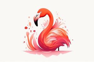 Rosa Flamingo Vogel Logo Symbol Design Vektor Illustration. ai generiert foto