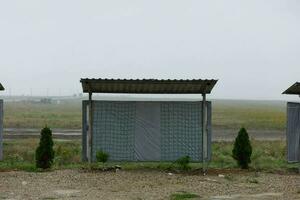 Rahmen im das Feld Reise Russisch Dorf foto