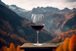 Wein im das Berge gegen das Hintergrund von Natur, ai generativ foto
