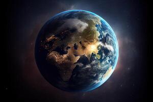 Planet Erde Aussicht von äußere Raum. generativ ai. Digital Kunst Illustration foto