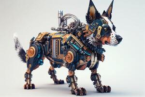 futuristisch Roboter Hund. Wissenschaft Fiktion, künstlich Intelligenz, 3d Wiedergabe. generativ ai. Digital Kunst Illustration foto