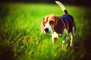 Porträt von ein süß Beagle Hund erstellt mit generativ ai Technologie. foto