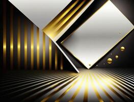 abstrakt luxuriös schwarz Gold Hintergrund. modern dunkel Banner Vorlage Vektor mit geometrisch gestalten Muster . futuristisch Digital Grafik Design. generativ ai foto