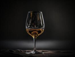 Wein Flasche und Glas im dunkel Hintergrund. Illustration ai generativ foto