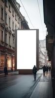 ein groß Plakatwand auf ein Stadt Straße beim Nacht. generativ ai foto