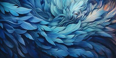 ai generiert. ai generativ. Foto realistisch Illustration von Blau Sanft Gefieder. Muster Hintergrund Textur romantisch gemütlich Stimmung. Grafik Kunst
