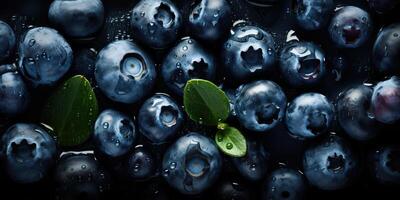 ai generiert. ai generativ. Makro Schuss Muster Hintergrund Obst Beere Blaubeere gesund Vitamin. Grafik Kunst foto