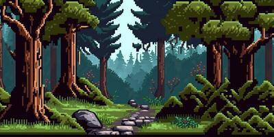 ai generiert. ai generativ. 8 bisschen abstrakt Wald Szene. können Sein benutzt zum retro Spiele oder Grafik Design. Grafik Kunst foto