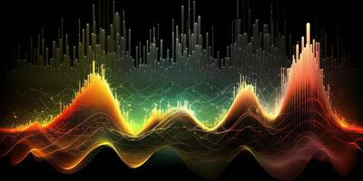 ai generiert. ai generativ. Musik- Audio- Volumen Spektrum Graph. ebenfalls können Sein benutzt zum Lager Marketing Forex Analytik. Grafik Kunst foto