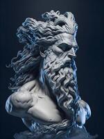Büste von das Gott Zeus. uralt griechisch Mythologie. Antiquität Skulptur. ai generiert foto