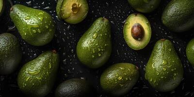 ai generiert. ai generativ. fotorealistisch Illustration von Öko organisch gesund Hipster Grün Essen Avocado Muster Hintergrund. Grafik Kunst foto