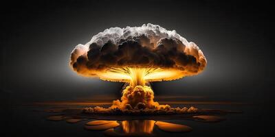 ai generativ. ai generiert. Illustration von enorm atomar Pilz Explosion. unheimlich Katastrophe Stimmung. Grafik Kunst foto