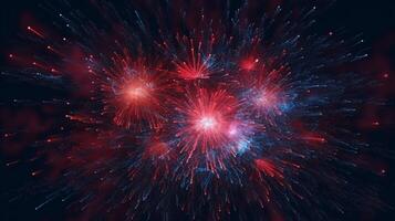 rot Blau Feuerwerk abstrakt kosmisch Hintergrund. ai generativ foto